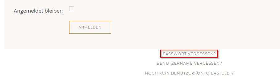 Kundenkonto Passwortreset